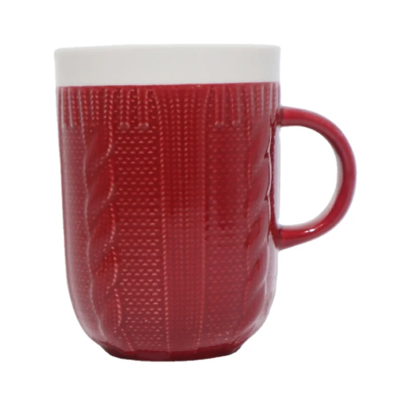 Оригинальная Подарочная кружка на заказ, многоцветная керамическая рельефная кружка, кофейная чашка с текстурой шерстяного свитера