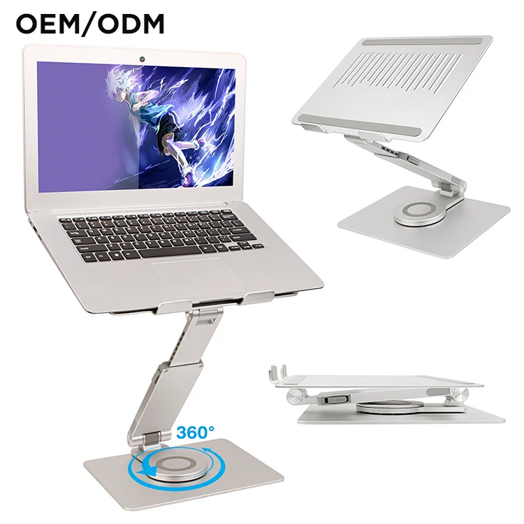Great Roc universal swivel laptop stand adjustable height ergonomic 360 rotating aluminum laptop riser for office standing work