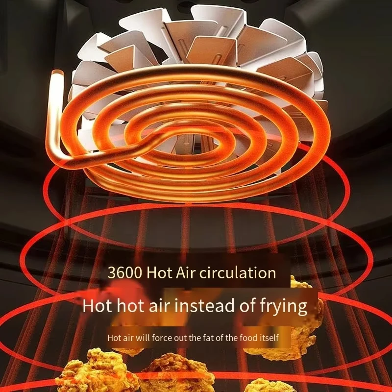 2024 Home Hotel 6L Large Capacity Square Oil-Free Automatic Electric Air Fryer Oven Multi-Function Intelligent Air Fryer