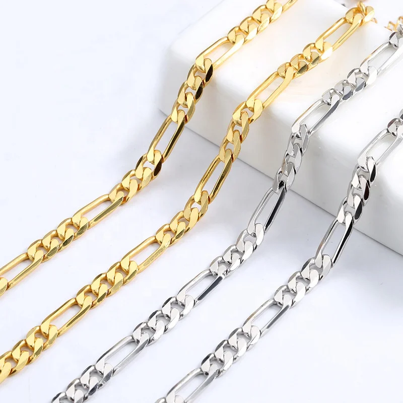 VANA Fine Jewelry S925 18K Gold Plated 925 Sterling Silver Rope Snake Figaro Cross Cuban Link Chain Bracelet Necklace Jewelry Se
