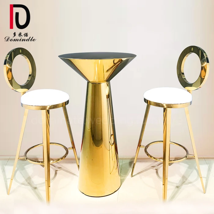 Round wedding bar furniture mirrored gold metal base cocktail table