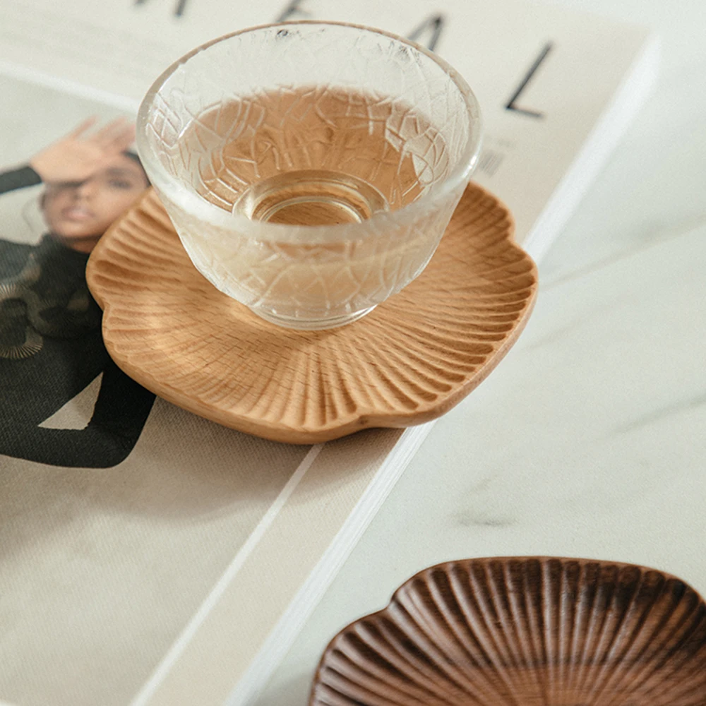 Wholesale Four Leaf Clover Shaped Beech Wood Tea Drink Coffee Coaster