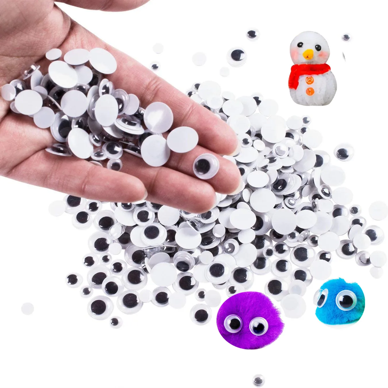 Round Plastic Black Googly Wiggle Eyes Self-Adhesive Large Size 15mm 18mm 20mm 25mm googly safety eyes for toys