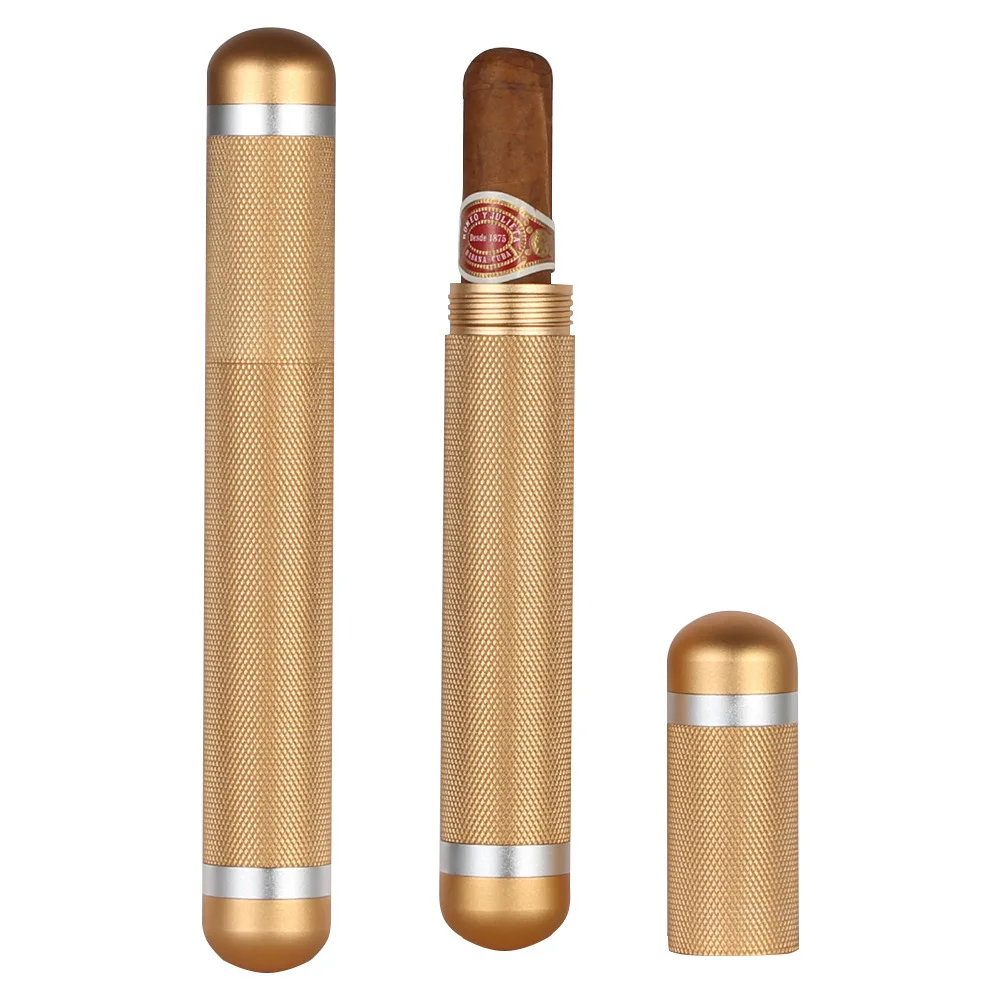 Travel Cigar Tube Single Luxury Aluminum Humidor Portable Cigar Humidor