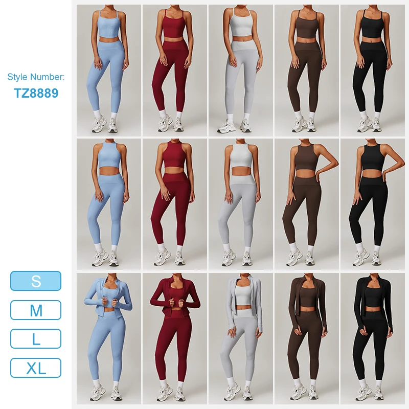 8889 2 Piece Workout Sets For Women Jacket Gym Yoga Outfit  High Waisted Matching Exercise Leggings jackets Active Set gym wear