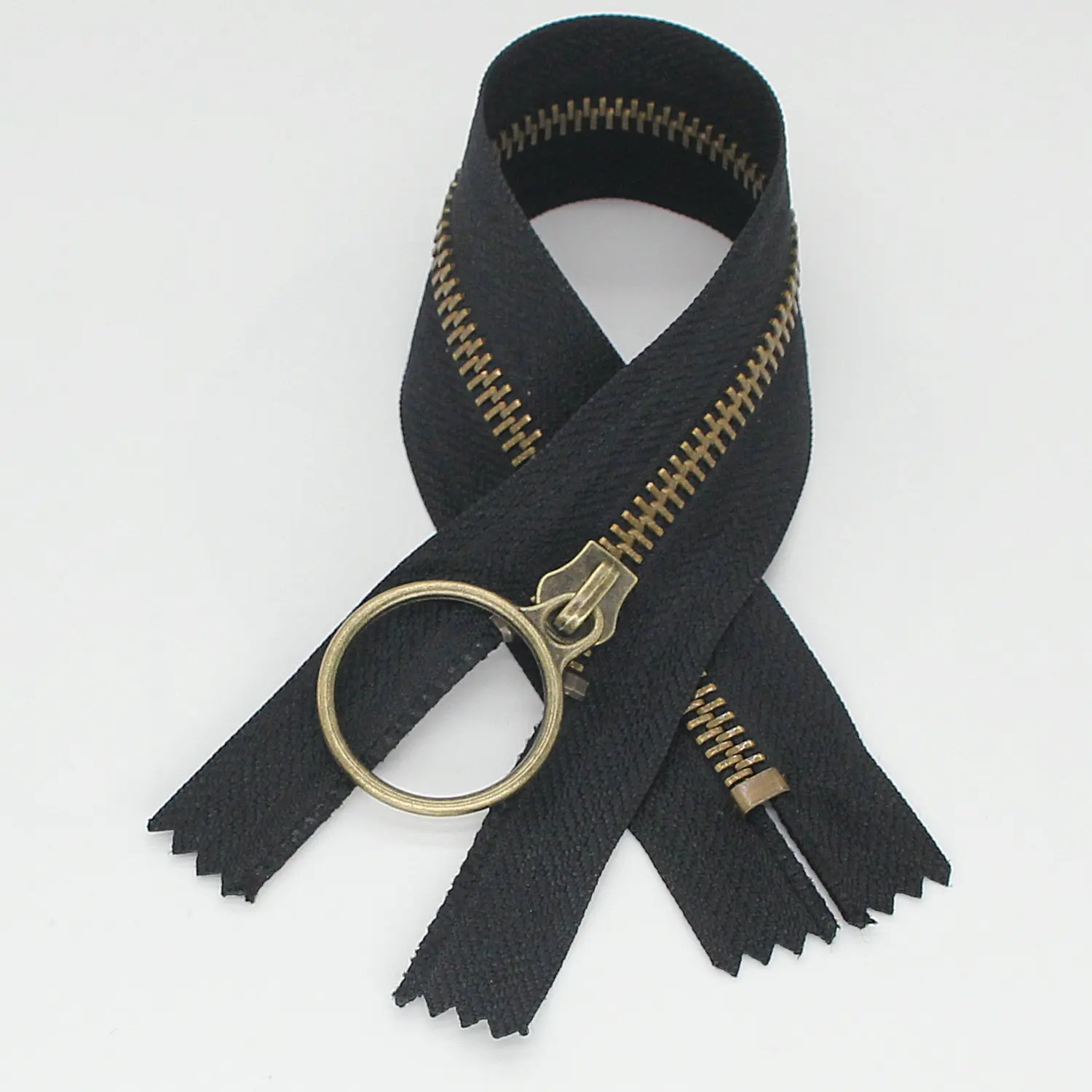 ring puller metal zipper anti brass zipper fancy puller zipper