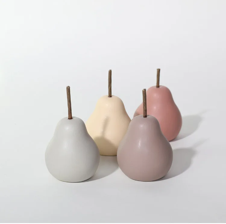 Nordic ins style small fresh ceramic pear ornaments home accessories creative living room office ceramic fruit decorations