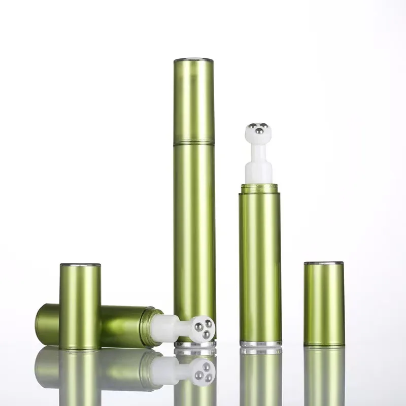 5ml 10ml 15ml  AS Airless Bottle with 3 Metal Ball Massager for Eye cream/  Roller Plastic Roll on Bottle Cosmetic Packaging