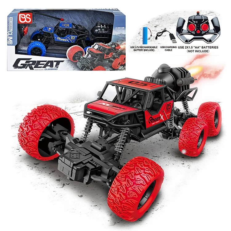 Blue/Red Color Remote Control Six-Wheel Driving Car Toy Spray Function Climbing 2.4GHz Cars Toy