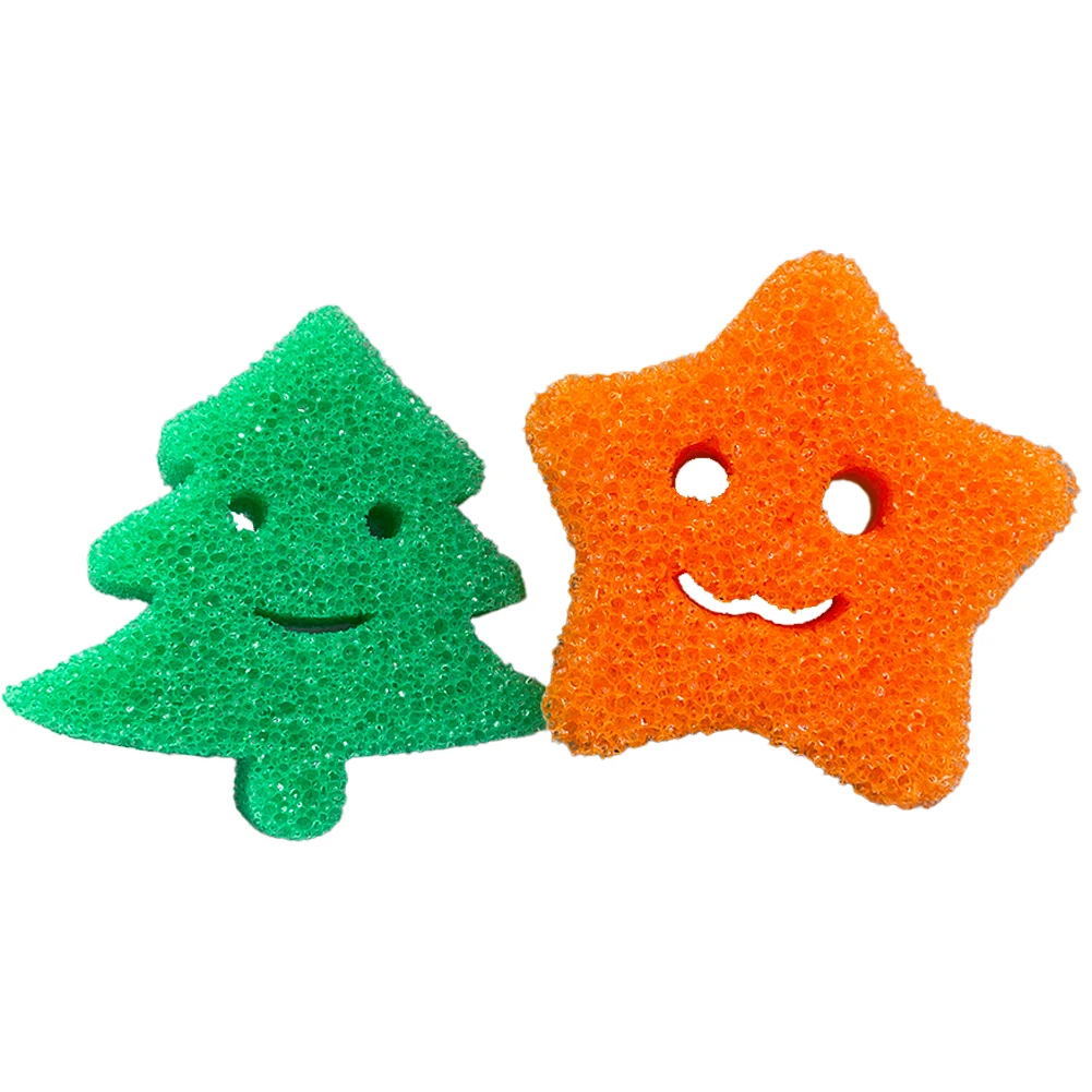 Kitchen Scrubber Dish Washing Sponge Cleaning Happy Smile Face Cleaning Cloth Temperature-Sensitive Sponge