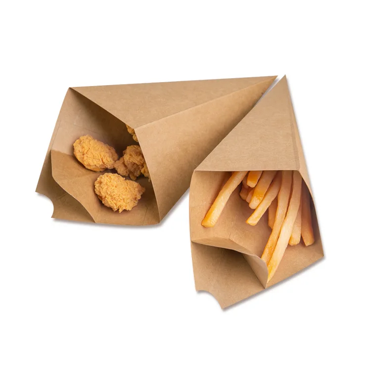 Wholesale Cone Box Kraft Paper Box Customizable Fried Chicken Packing Fast Food Packaging Boxes