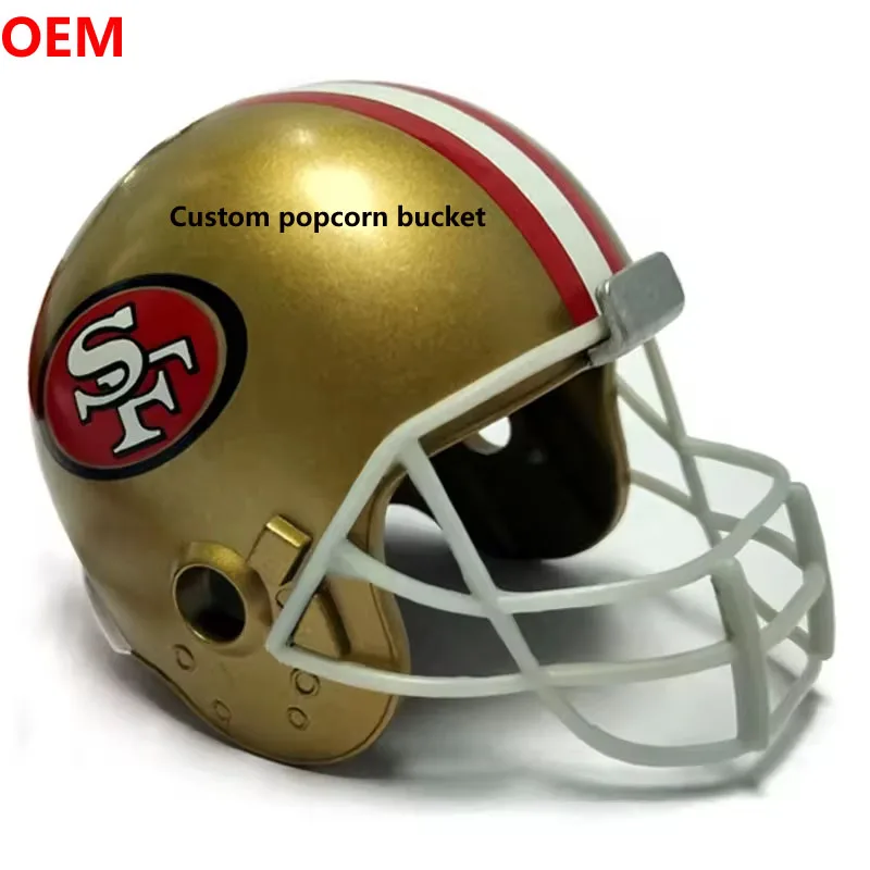 Custom Plastic Bucket Container American Sport Football Soccer Basketball Hockey Baseball Helmet Snack Chip Popcorn Serving Bowl