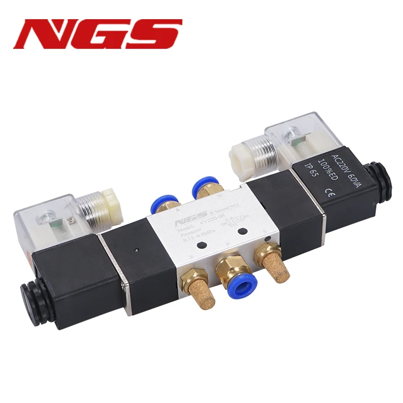 Double Coil Solenoid Valve DC AC 24V 12V 110V 220V  Proportional 5 Way 2 Position directional valve