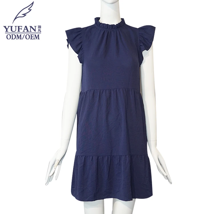 YuFan Custom Summer Casual Lady Chiffon Ruffle Short Dress For Women Elegant Casual Mini Dress