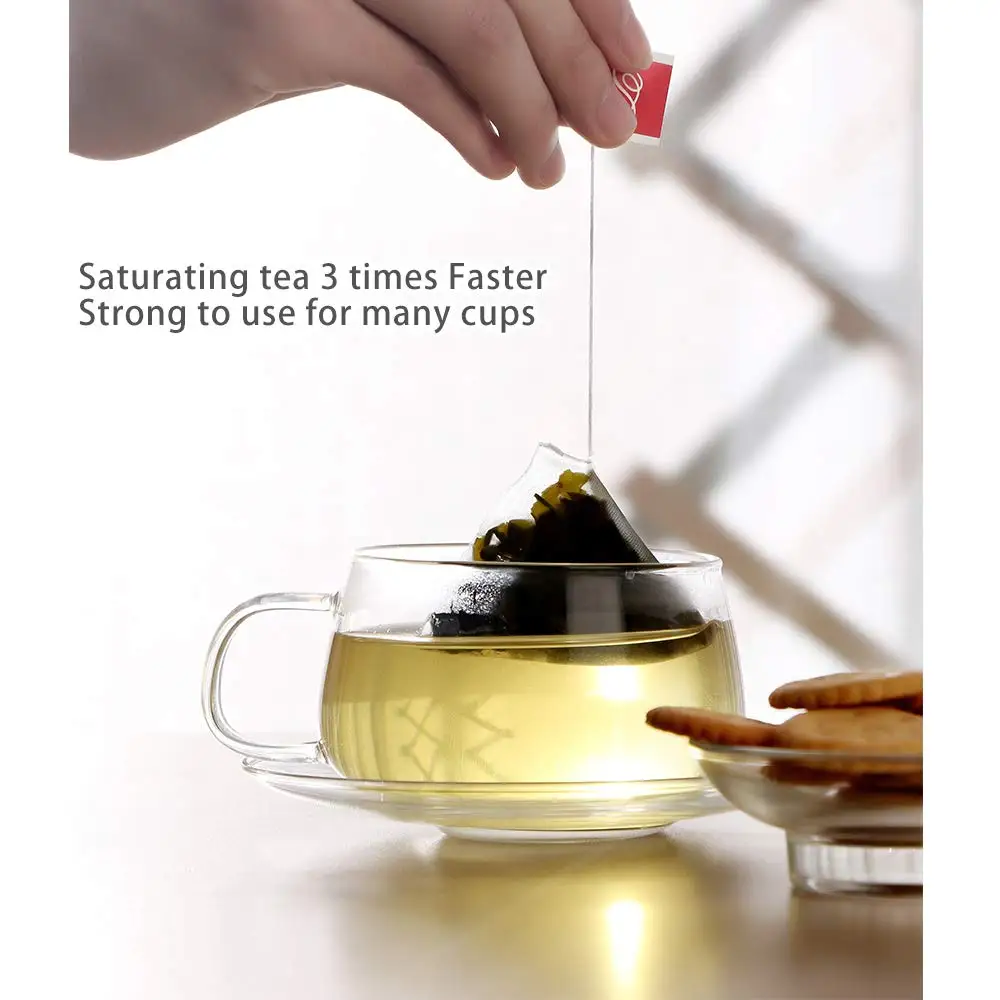 Custom Biodegradable Nylon Pla Corn Fiber Packaging Roll Disposable Heat Seal Empty Pyramid Herbal Moringa Tea Brew Filter Bag