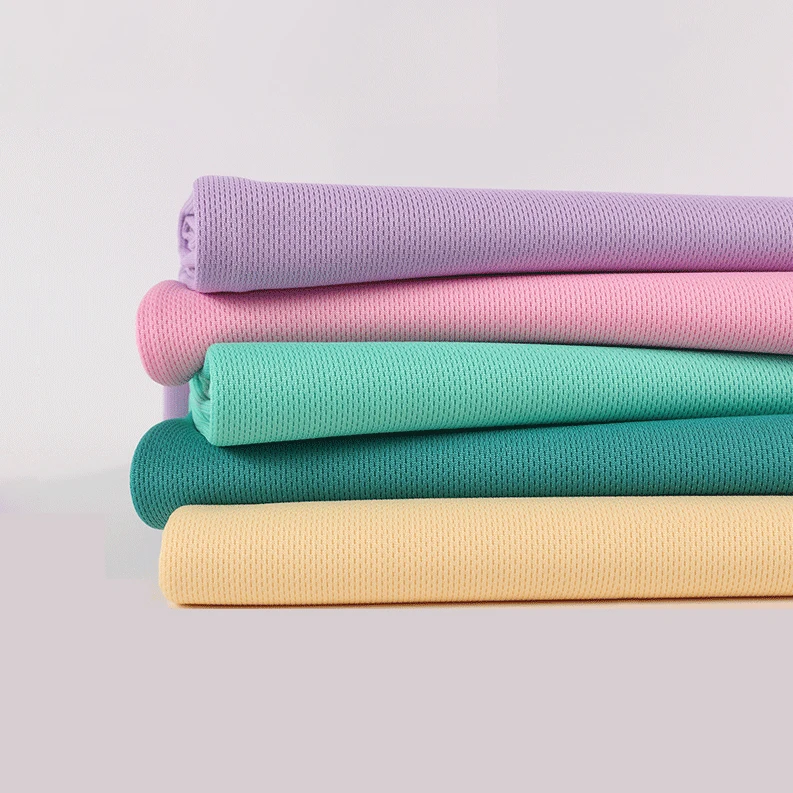 100%P Bird Eye Mesh Fabric 75D72F Wicking Breathable Knitted Quick Dry Net Fabric for Jersey or Lining