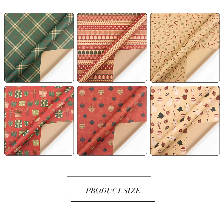 Retro kraft paper snowflake wrapping paper for Christmas gift box