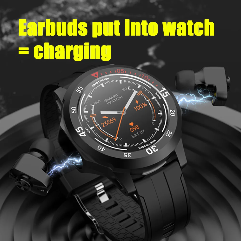 2022 Hot sell  2in1 OEM TWS wireless earbuds Watch phone call SD card  Music health reminder Smart watch
