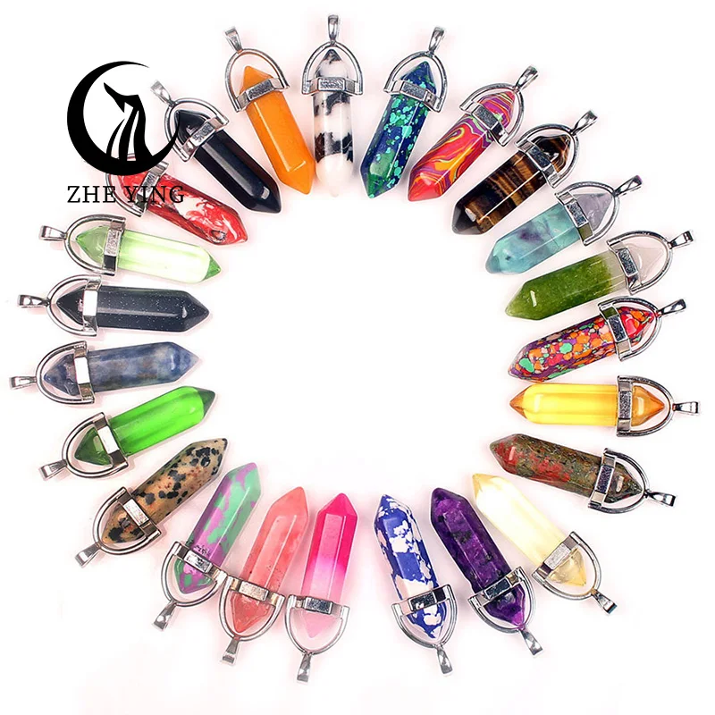 Zhe Ying кварцевый маятник шестигранная колонна Хрустальная подвеска точка двойной заостренный кулон каменные бусины из натурального камня