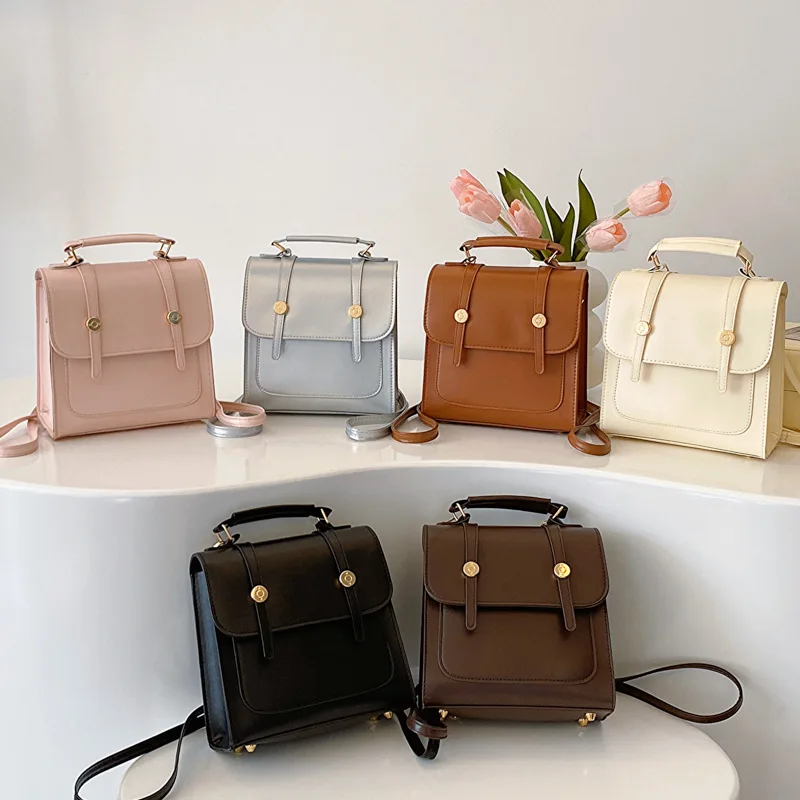 Retro backpack female new trend student backpack multi-functional casual leather backpack