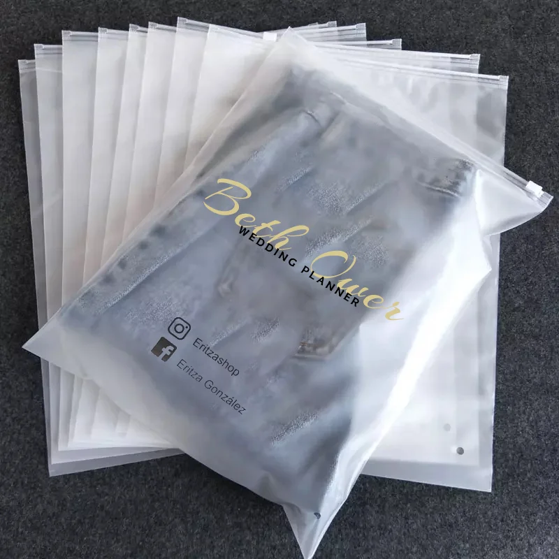 Custom Biodegradable Pe Plastic Bag For Swimwear Clothes,Logo Ziplock Bag For Package,Frosted Zipper Bag For T Shirt Packaging