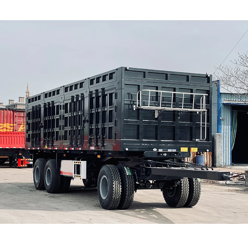 2 axles 3 Axles 20ft 20 Tons Drawbar Cargo Fence Semi Trailer Full Trailer Drawbar Side Dump Full Trailer