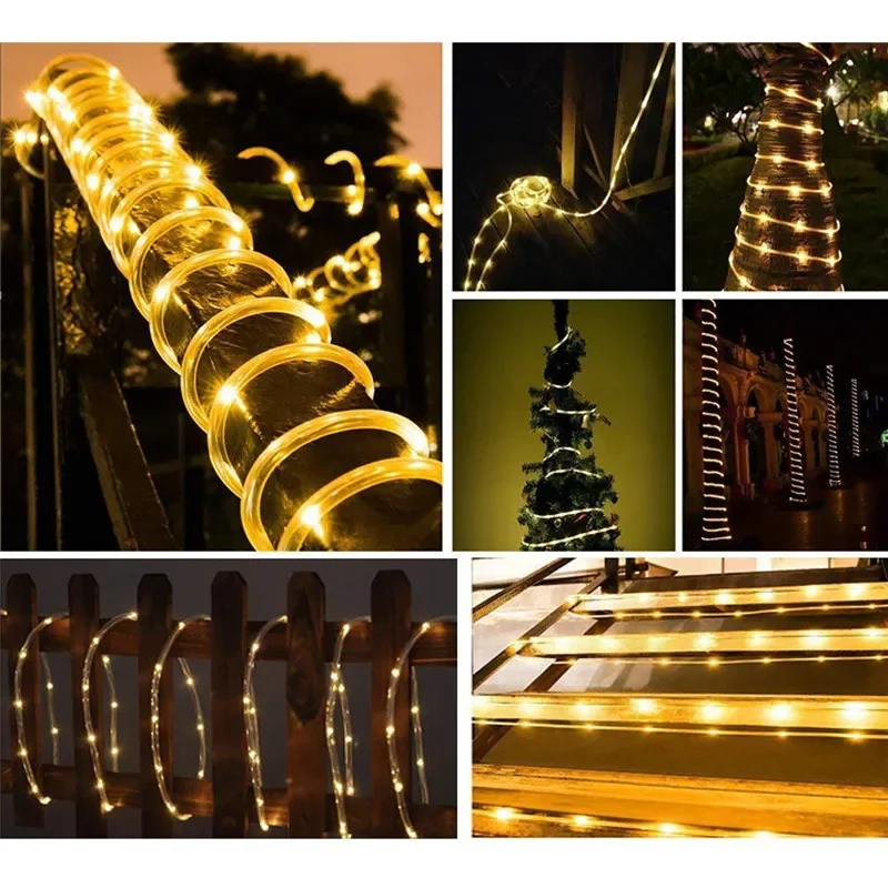 39 Feet 100 Led Waterproof Solar Powered Fairy String Lights With 8 Lighting Modes Copper Wire PVC Tube Lights for Garden