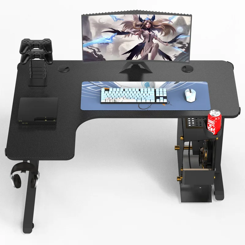 2022 Hot Sale L Shaped Gaming Desk For PC Modern Computer Desk RGB LED Light Office Gaming Desk Height Adjustable Table