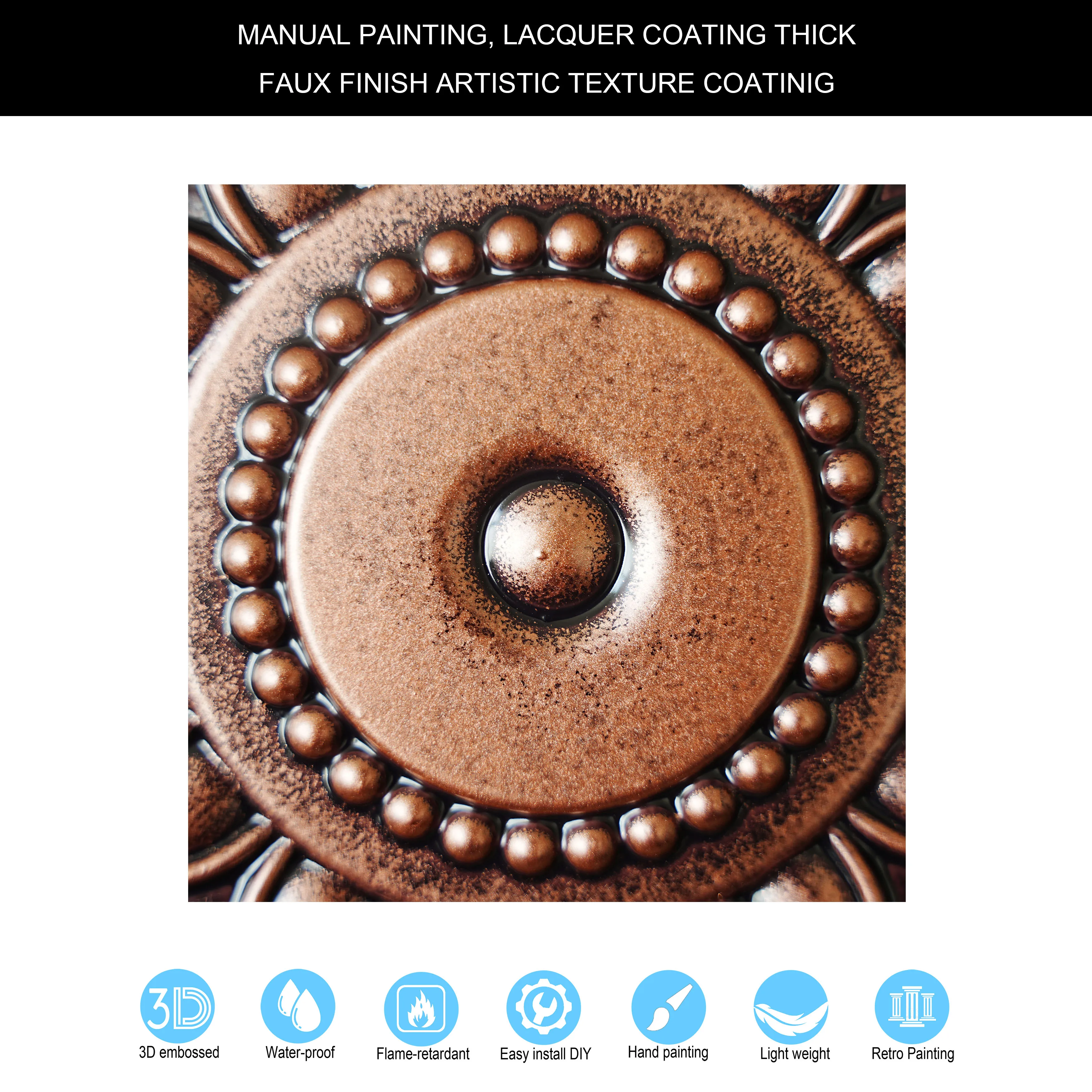 Faux Painting Ceiling Tiles PVC Tin Ceiling Panel Artistic 3D Ceiling Tile for Cafe Club PL17 Traditional copper PAINTSDECOR