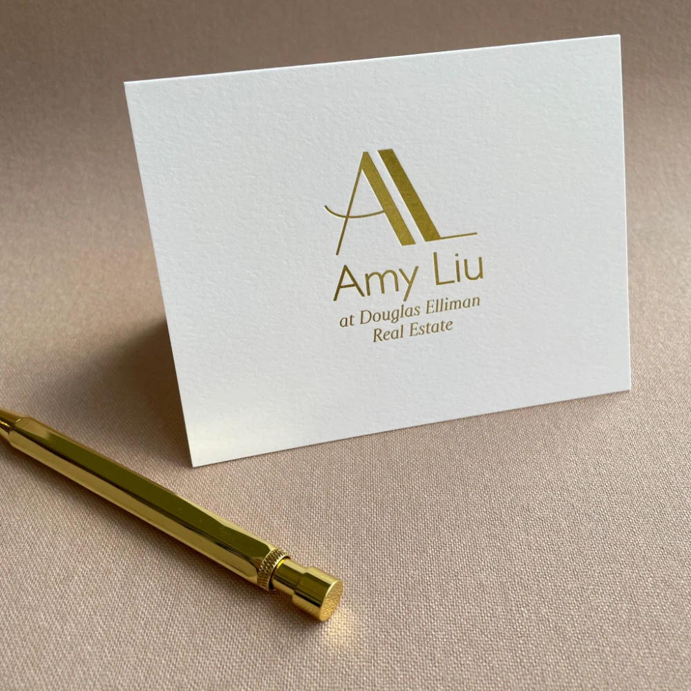 Luxury Gold Foil Thank You Card Folded Notecard Set Gold Foil Thank You Cards