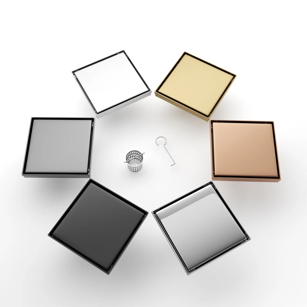 Bathroom Square High Quality Floor Drain Stainless Steel Black Gold Linear Drenaje del suelo Tile Insert Shower Floor Drain
