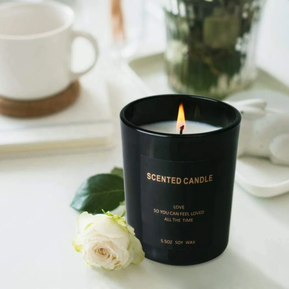 
200ml customized logo popular matt black candle jar container which can store 30 hours wax for office bathroom 