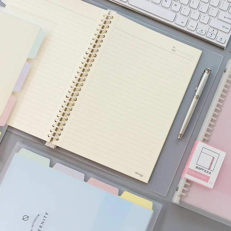 Custom PP Cover Stationery Items A4 A5 B5 Loose Leaf Binder Logo Lined Notepad Customizable Manufacture Planner Notebook School