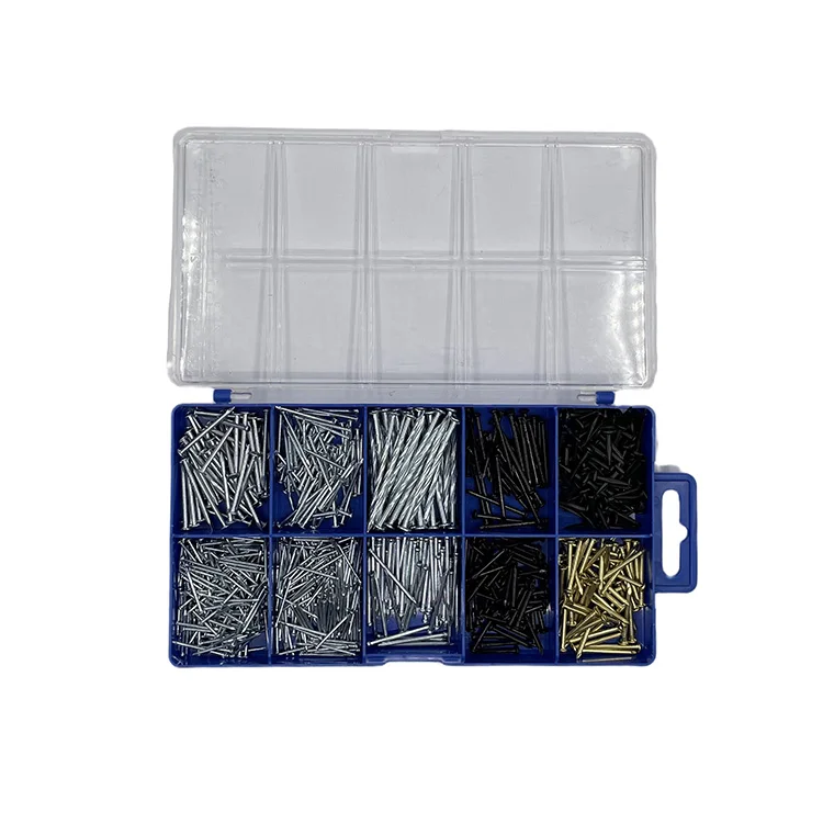 556 Pieces Hardware Nails Galvanized Metal Spikes, Black finishing and Brass plated Nails assortment kit set