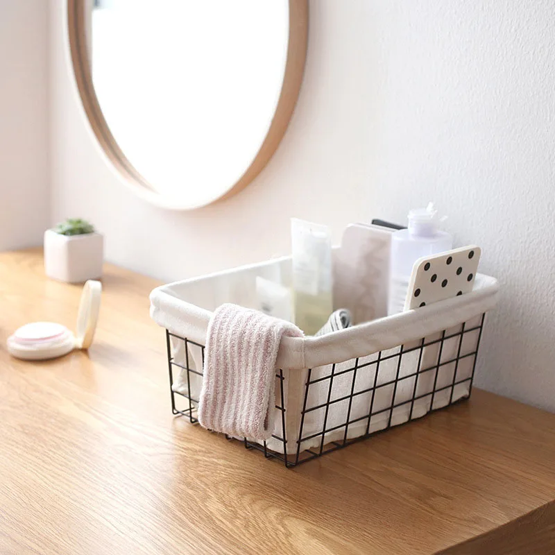 Wrought Iron Storage Basket Desktop Organizer With Large Capacity Multipurpose And Multifunctional. Sturdy And Durable