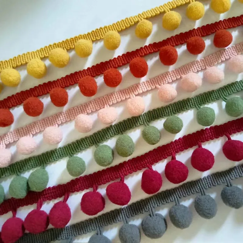 Factory Direct Sales High Quality 2cm Cotton Ball Pompom Tassel Fringe