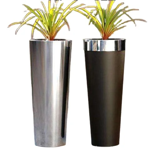 Cheap Big Outdoor Stainless Steel Vase  Gold Color Flower Pots Corten Steel Flower Planter