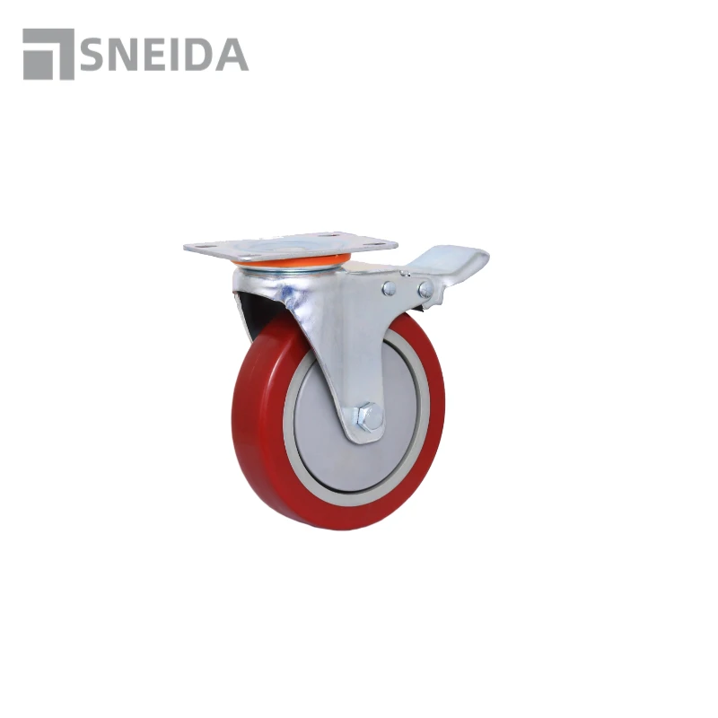 SNEIDA 2 Inch Shower Chair Light Duty Swivel Soft Double TPR Wheel Caster Zinc Plated Iron Bracket Castor