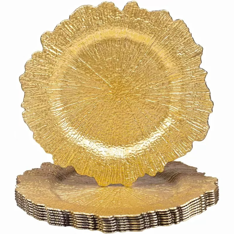 Restaurant Hotel Gold Charger Plates Wedding Party Decorate 13Inch Charger plate Round Luxury Tray