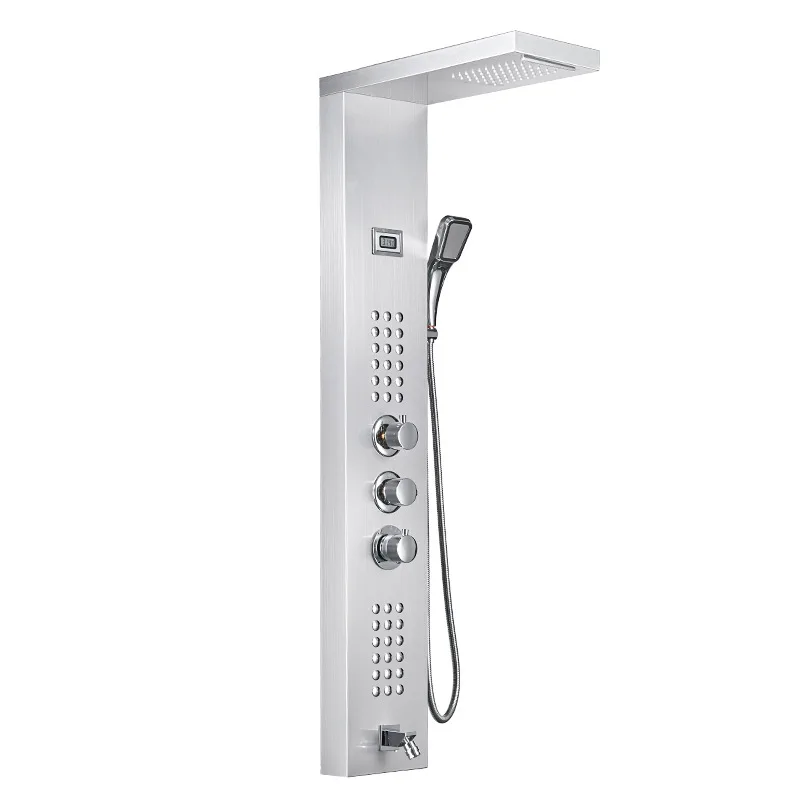 Shower Panel bathroom wall mounted 304 stainless steel Waterfall black shower set column tower Massage Body Jets Shower Panels