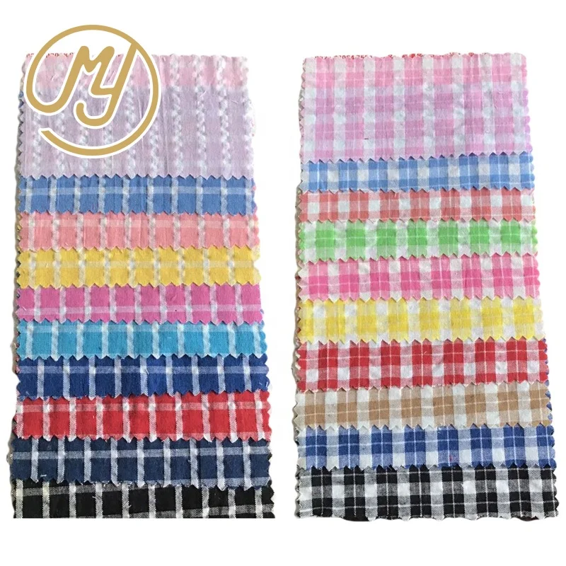 New Design Stock Wholesale shirt Yarn Dyed Woven check dress plaid cotton seersucker fabric