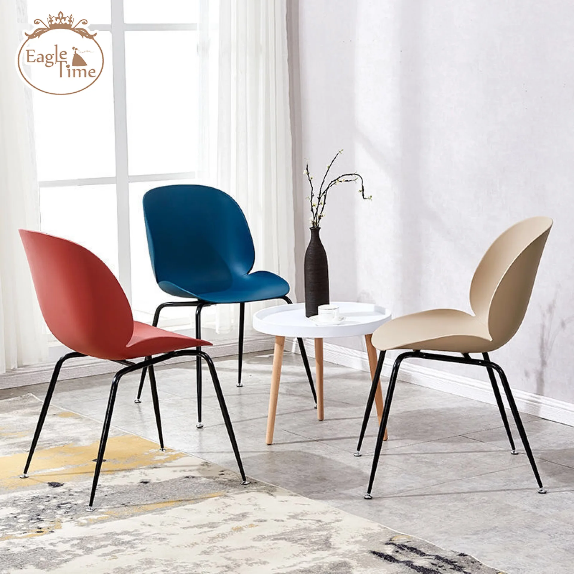 Factory Sale Modern Stacking Designer Hole Back Brown White Pp Stackable Dining Plastic Chair for Sale