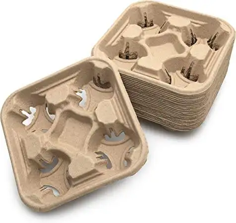 Hot sell coffee holders 8-22oz coffee carrier tray corrugated paper pulp 2/4 cup hot cold drink holders wholesale