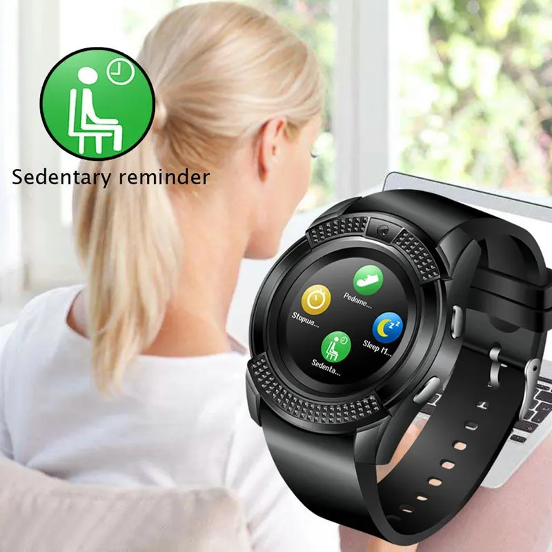 Bt Pedometer 2g Sim Card Camera Watch Color Display Waterproof Device Wrist Smart Watch V8 Smartwatch For Android Ios