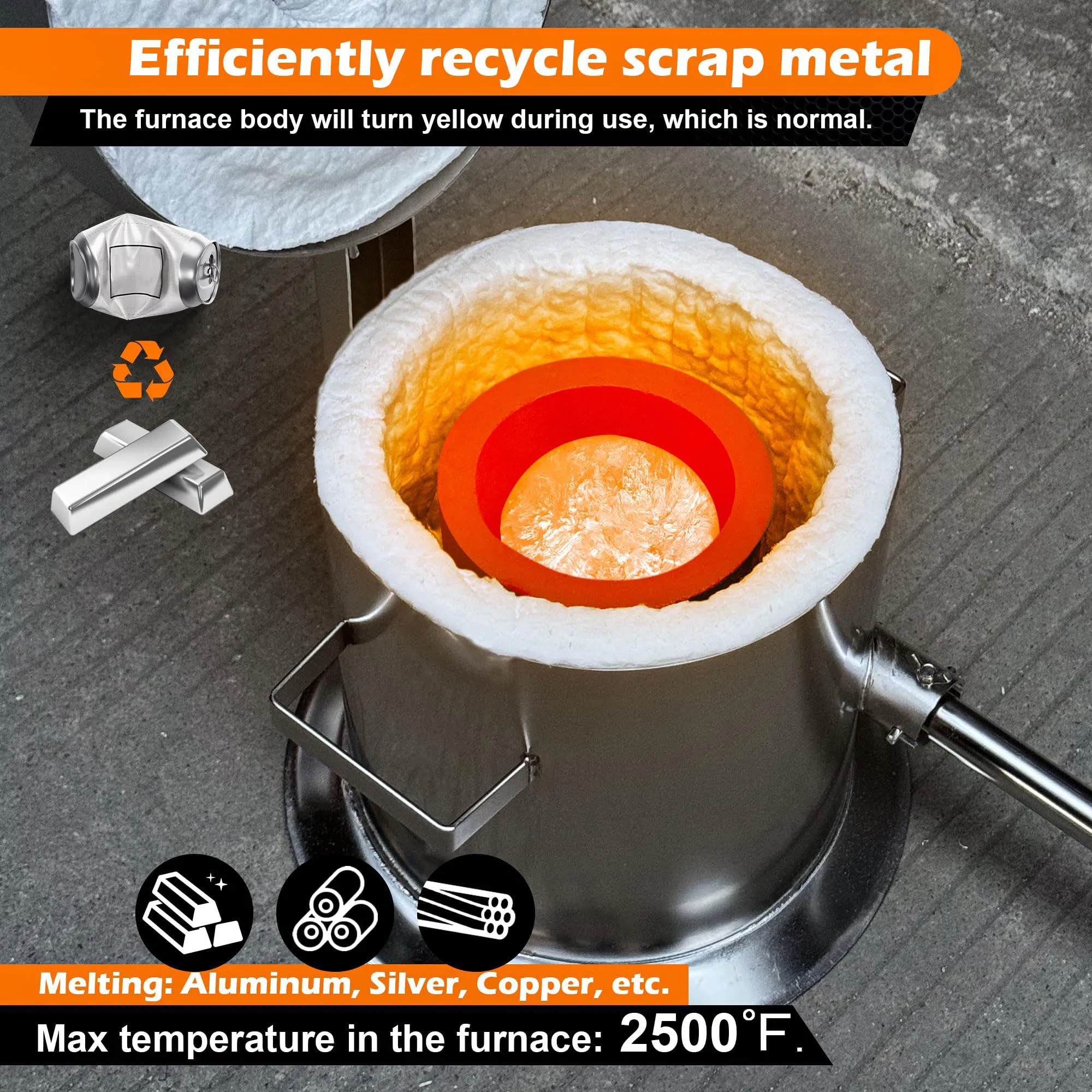 6KG Melting Furnace Metal Smelting Machine Crucibles For Melting Metal Portable Smelting Furnace Kit Forge Crucible Kiln