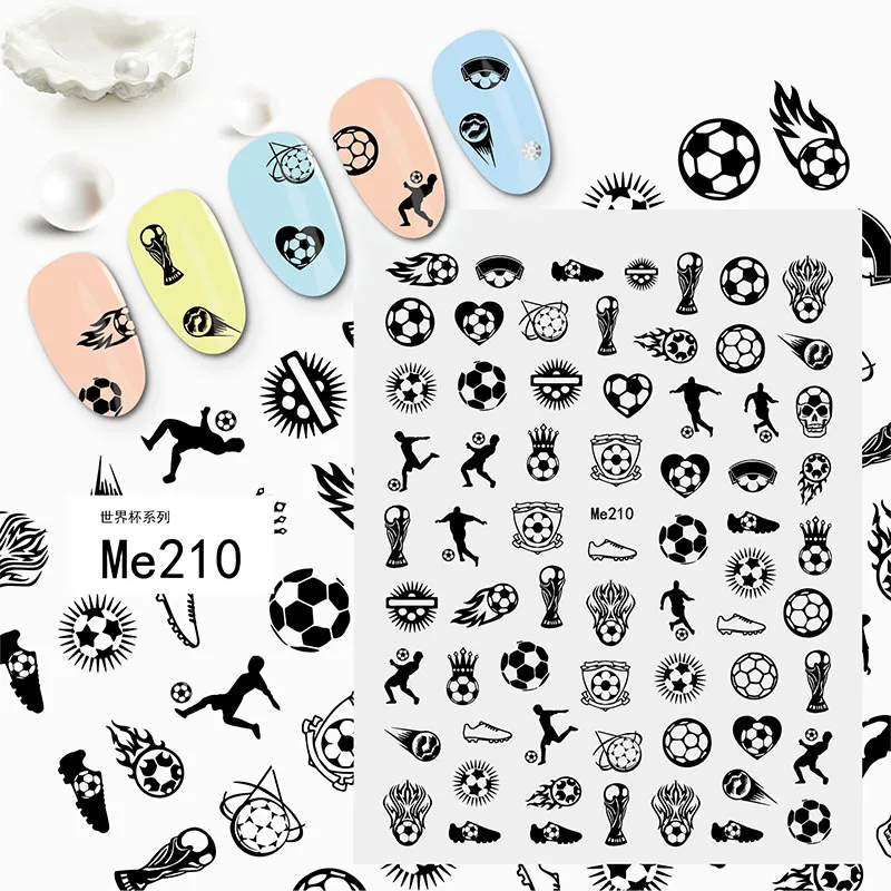 Me210-219 3D  Cartoon Sports World Cup  Design Nail Art Stickers Football Series Nail Decals Decorations