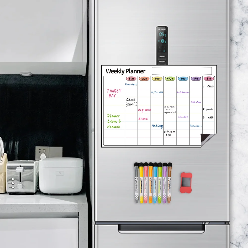 Оптовая продажа, календарь для холодильника, магнитный Еженедельный планировщик с блокнотом для планировки семьи