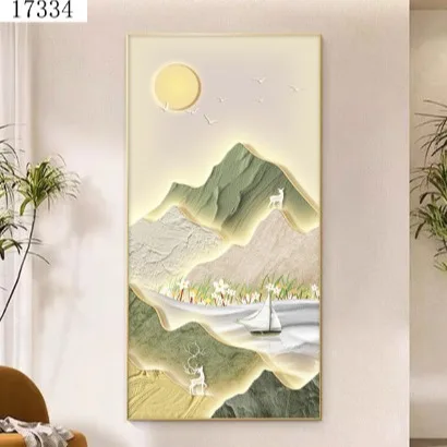 2024 Wholesale Hanging Painting With  Led Light Paintings And Wall Arts For Home Decor