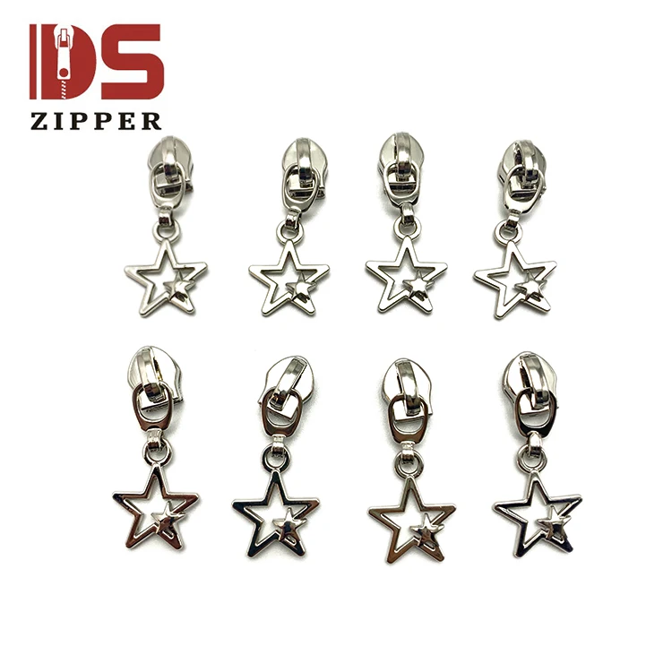 Creative and customizable rainbow color golden star pull tab zipper can be used for nylon plasticzipper