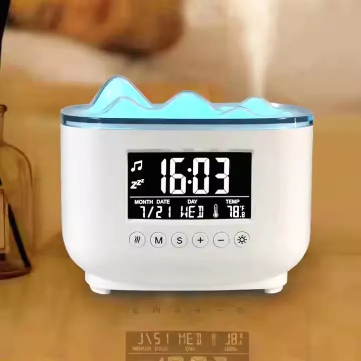 Essential Oil Diffuser with BT Speakers + Digital Clock , Night Light Aroma Mist Humidifier for Large Room, Office, Yoga